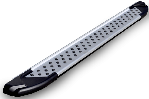 Romik USA Running Board, Ral Series, Silver, Aluminum, With Black End Caps, Unlighted, 400 Pound Capacity – 62804418