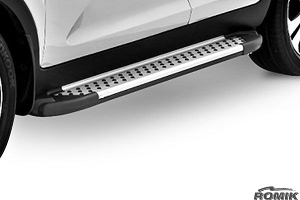 Romik USA Running Board, Ral Series, Silver, Aluminum, With Black End Caps, Unlighted, 400 Pound Capacity – 62804418