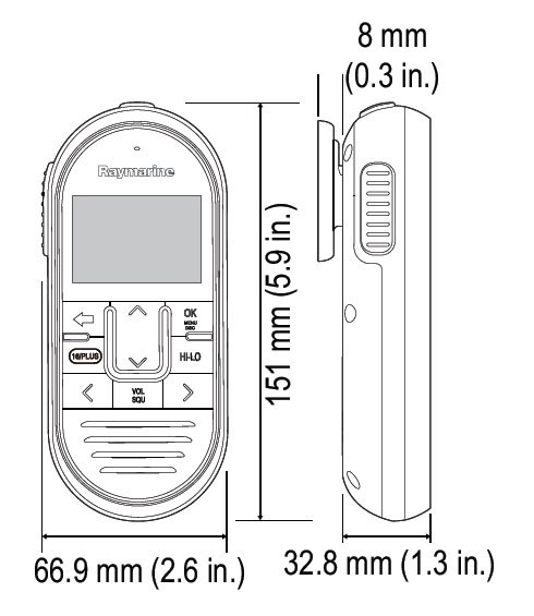 Raymarine VHF Radio Handset, Raymic, Use to Control RAY60/ RAY70 VHF Radios, Lcd Display with High Contrast – A80289