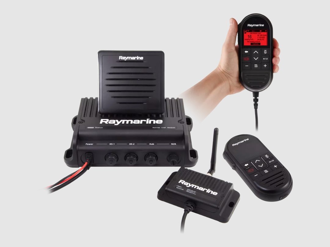 Raymarine VHF Radio, RAY91, Fixed Mount, Us, International and Canadian Channels, 25 Watt, 72 Weather Channels with Alert – E70493