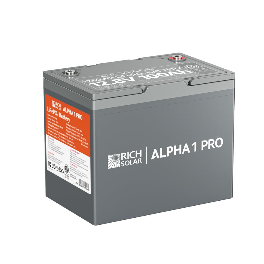 Rich Solar Battery, Alpha™ 1 Pro, Group 24, 12.8 Volt Nominal Voltage, M8 Threaded Stud Top Terminal – RS-B121SP