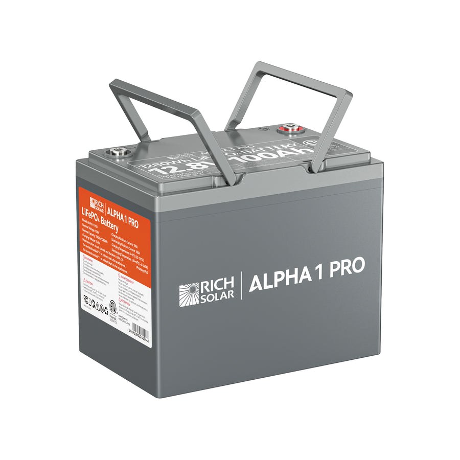 Rich Solar Battery, Alpha™ 1 Pro, Group 24, 12.8 Volt Nominal Voltage, M8 Threaded Stud Top Terminal – RS-B121SP