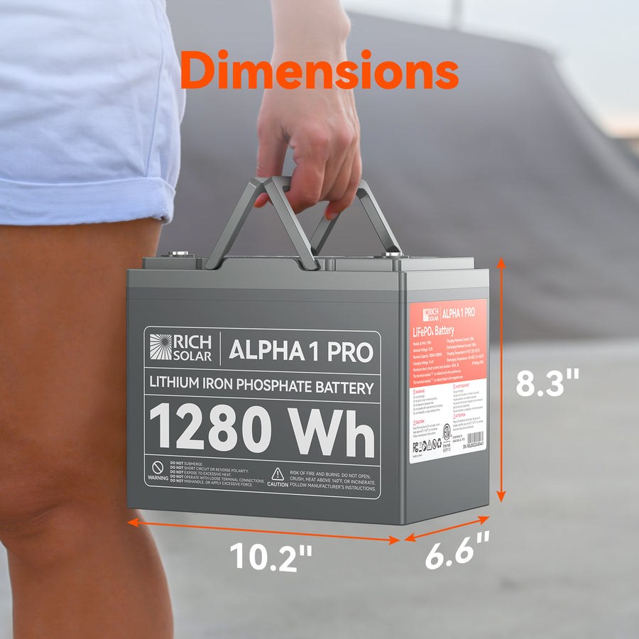 Rich Solar Battery, Alpha™ 1 Pro, Group 24, 12.8 Volt Nominal Voltage, M8 Threaded Stud Top Terminal – RS-B121SP