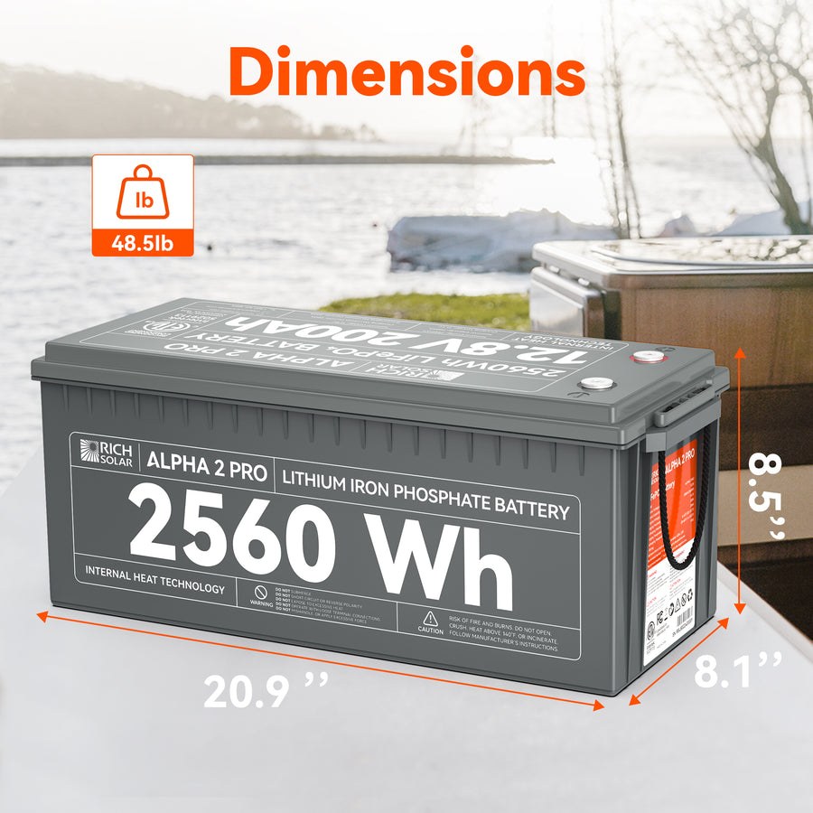 Rich Solar Battery, Alpha™ 2 Pro, Group 31, 12.8 Volt Nominal Voltage, M8 Threaded Stud Top Terminal – RS-B122SP