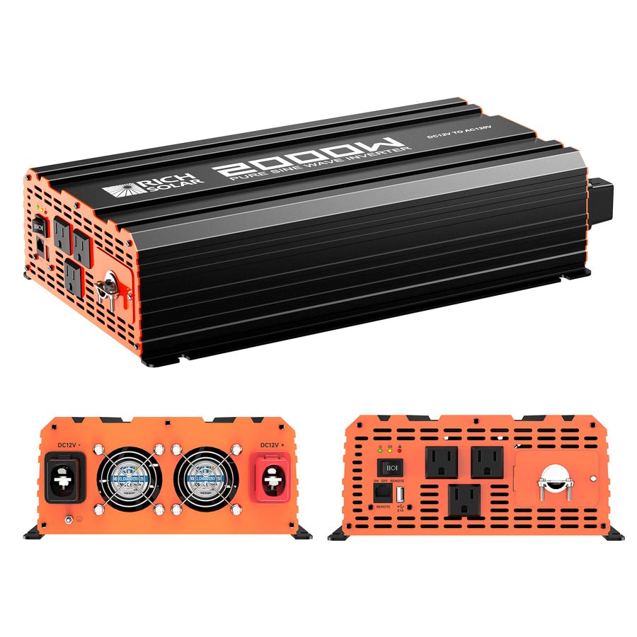 Rich Solar Power Inverter, Nova™ Pure 2K, Inverts 12 Volt DC to 120 Volt AC, Pure Sine Wave Inverter – RS-V2P12