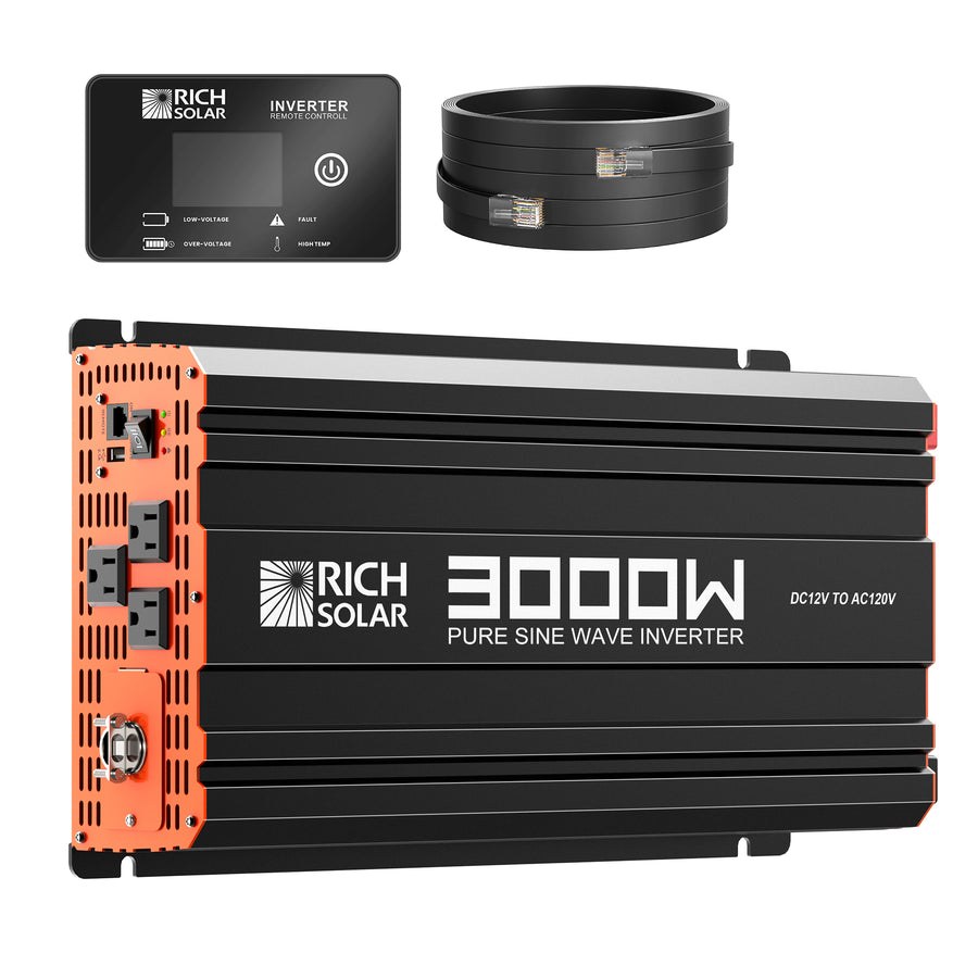 Rich Solar Power Inverter, Nova™ Pure 3K, Inverts 12 Volt DC to 120 Volt AC, Pure Sine Wave Inverter – RS-V3P12