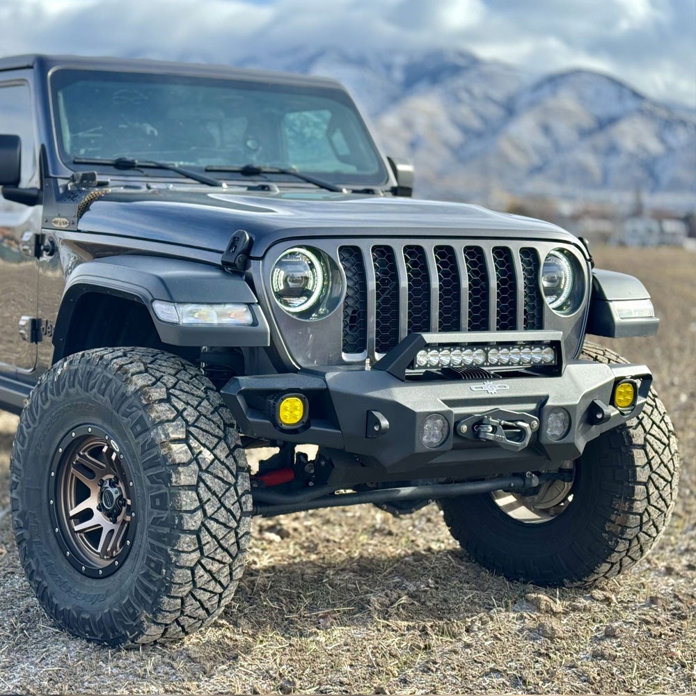 Rock Slide Bumper, Modular Design, With Removable Bull Bar, With Integrated Steel Winch Plate, With D-Ring Mounts – FB-F-300-JL