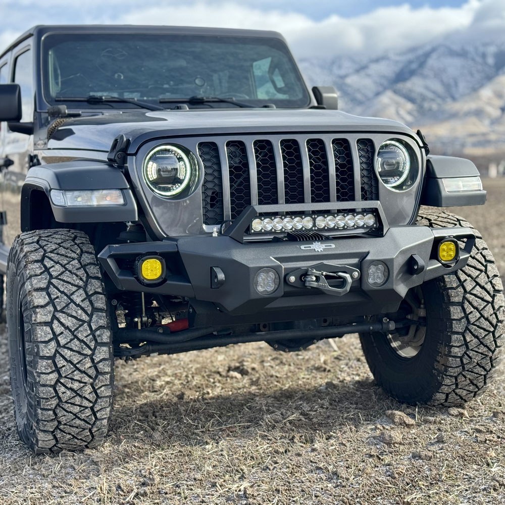 Rock Slide Bumper, Modular Design, With Removable Bull Bar, With Integrated Steel Winch Plate, With D-Ring Mounts – FB-F-300-JL