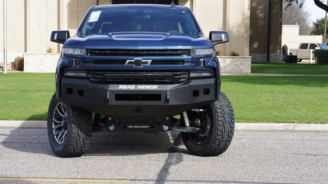 Road Armor Bumper, Stealth Pre-Runner, One Piece Design, Mounting Hardware Included, With Square Pre-Runner Guard, Without Winch Mount – 3191F3B-NW
