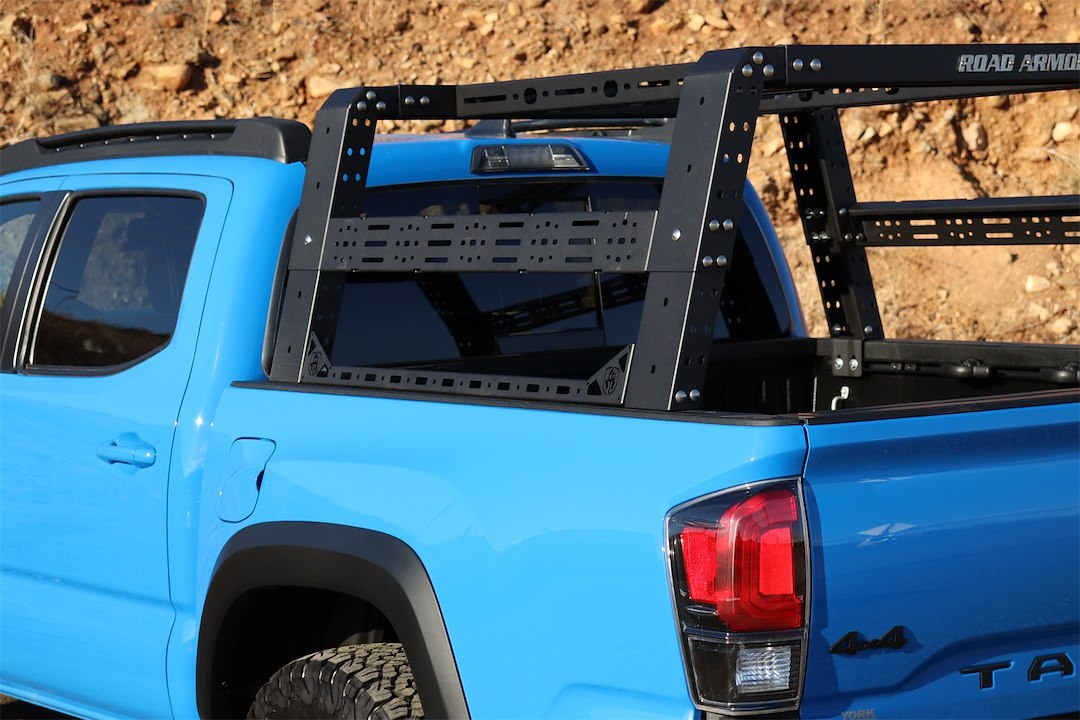 Road Armor Ladder Rack, Treck Overland, 800 Pounds Static Capacity/ 425 Dynamic Capacity, Bed Rail Mount, Adjustable Heights – 520BRS52B-OVLD