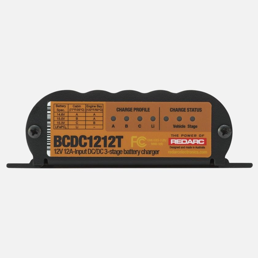 Redarc Battery Charger, For 12/ 24 Volt Vehicle Systems, Charges from Solar and Alternator, 9 to 32 Volt DC Operating Input Voltage – BCDC1212T