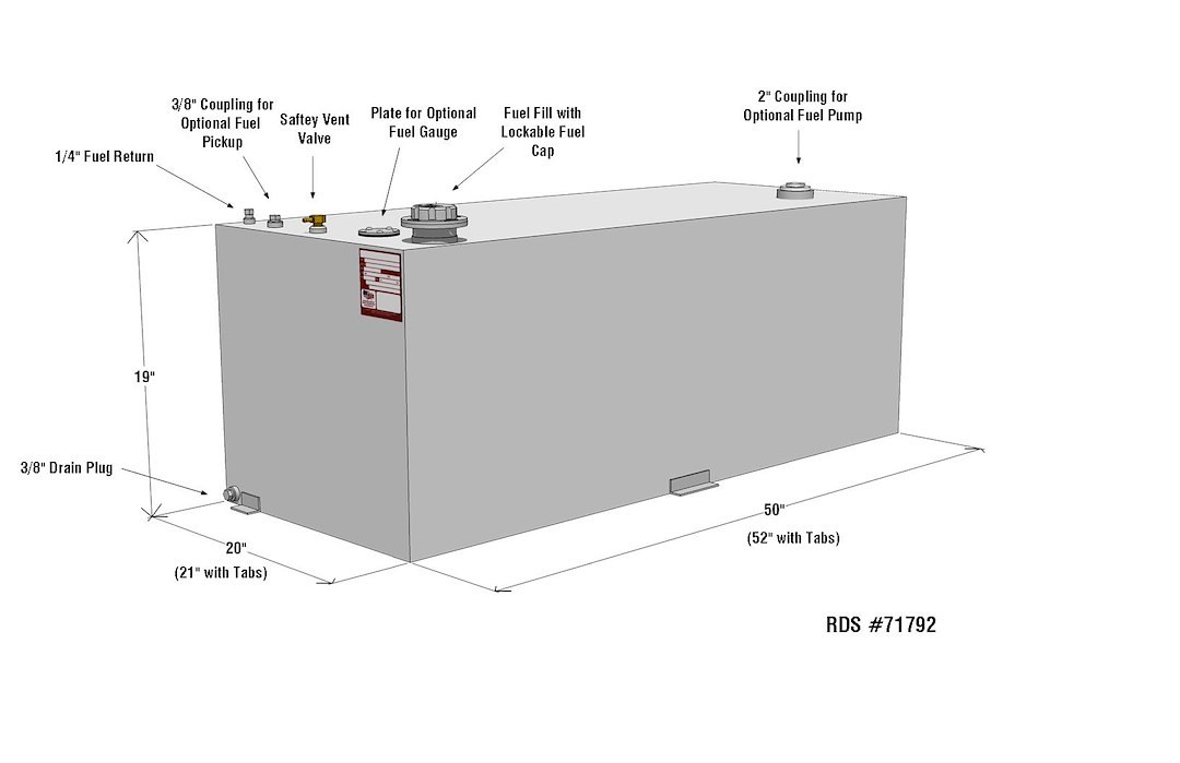 Rds Mfg Inc Liquid Transfer Tank, DOT Approved, Gasoline or Diesel, 80 Gallon Capacity, Rectangle – 71792