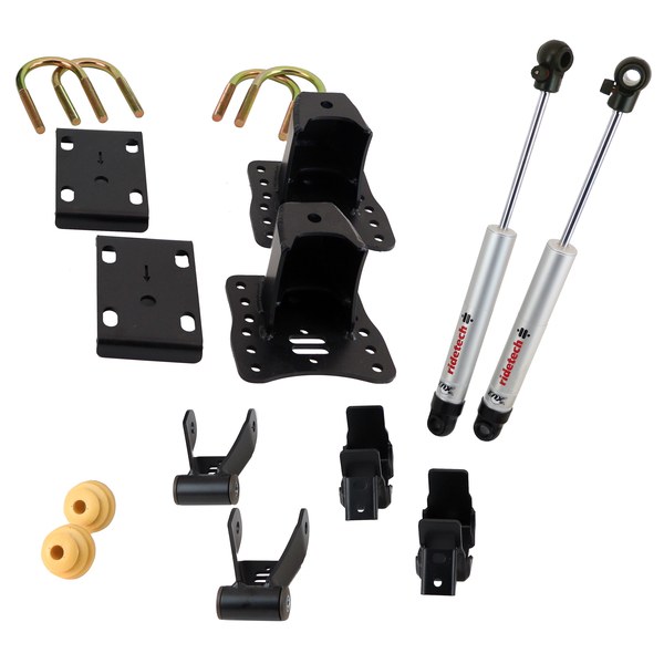 Ridetech Lowering Kit, 6 Inch Rear Drop, With Gray Shocks, With Axle Flip Brackets/ Shackles/ Delrin Bushings – 11709511