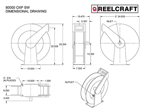 Reelcraft Sa Hose Reel, 80000 Series, Use to Store Water or Air Hose Up to 100 Foot Length X 1/2 Inch Diameter, Manually Operated – 82100OLP