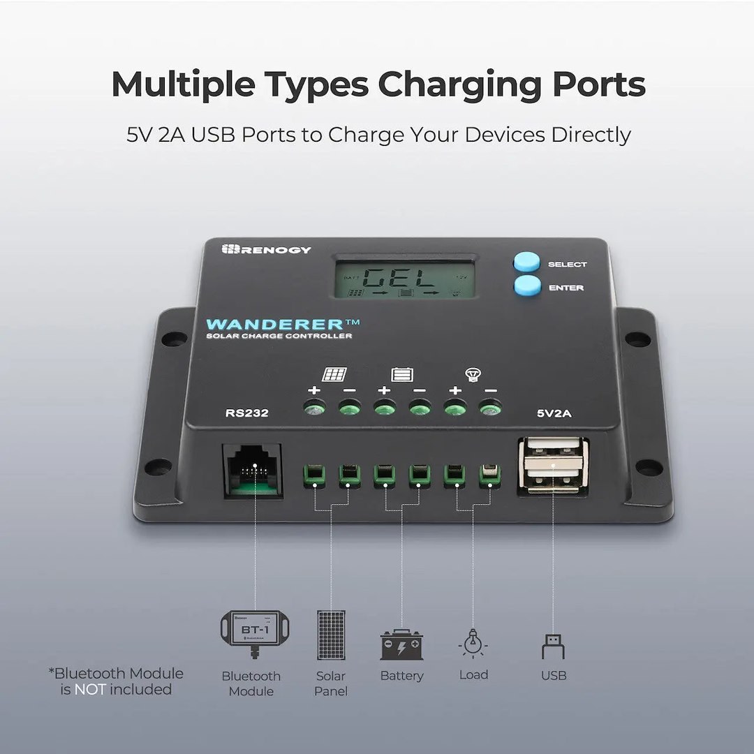 Renogy Battery Charger Controller, Wanderer – RNG-CTRL-WND10-G1-US