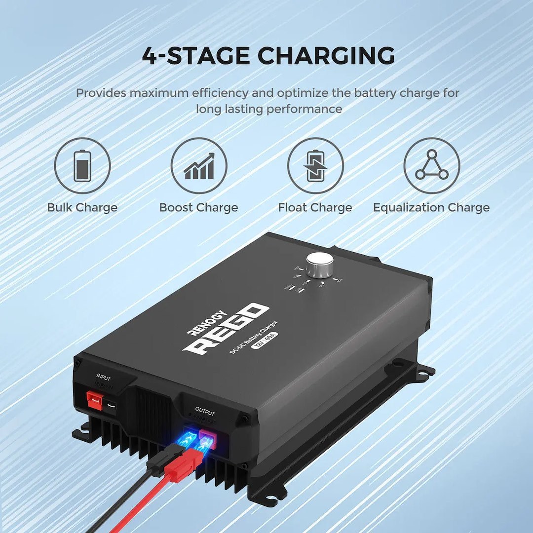 Renogy Battery Charger, Rego Series, DC to DC Charging, For 12 Volt Batteries – RBC1260DO-12B-G1-US