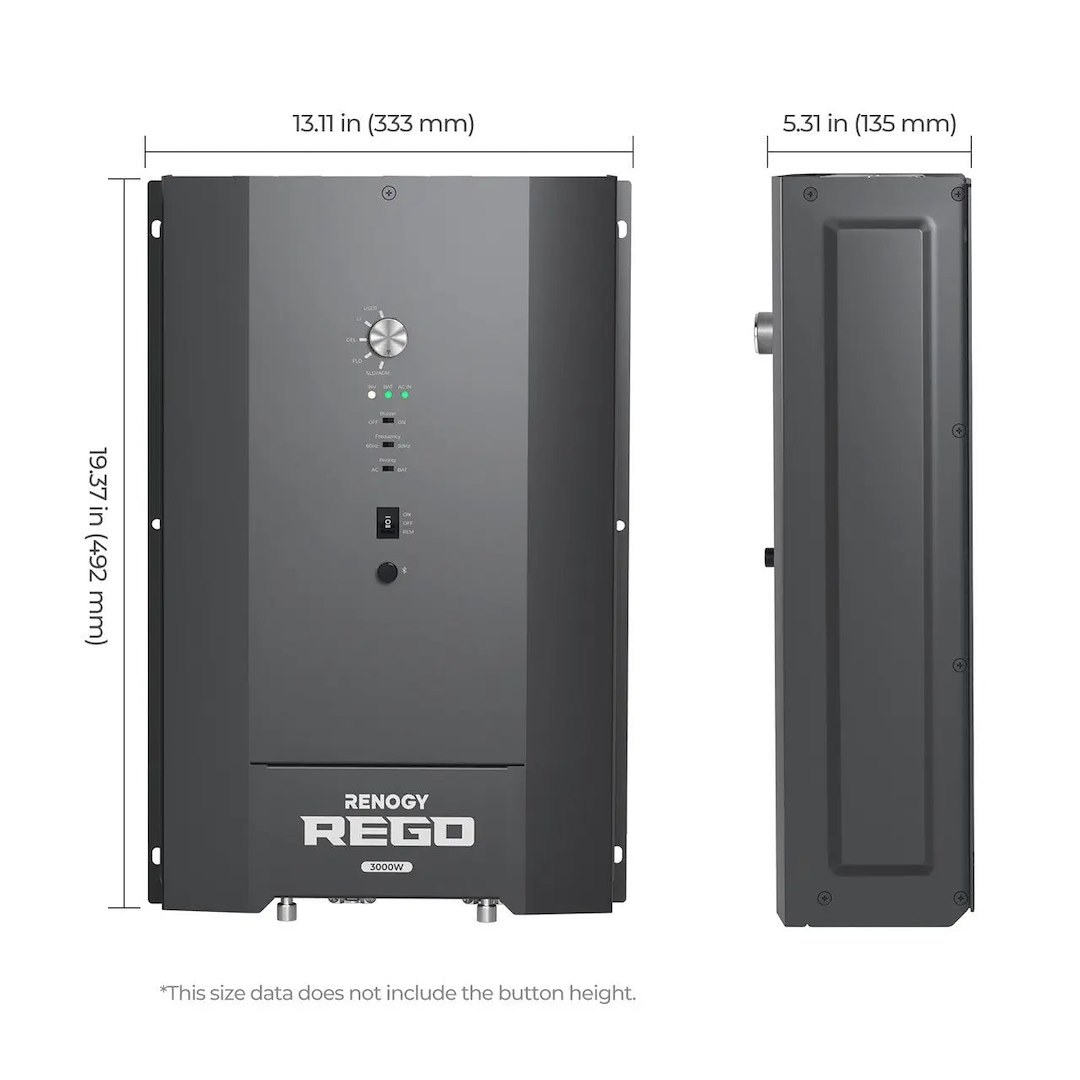Renogy Power Inverter/ Battery Charger, Rego Series, For 12 Volt Batteries – RIV1230RCH-SPS-G2-US