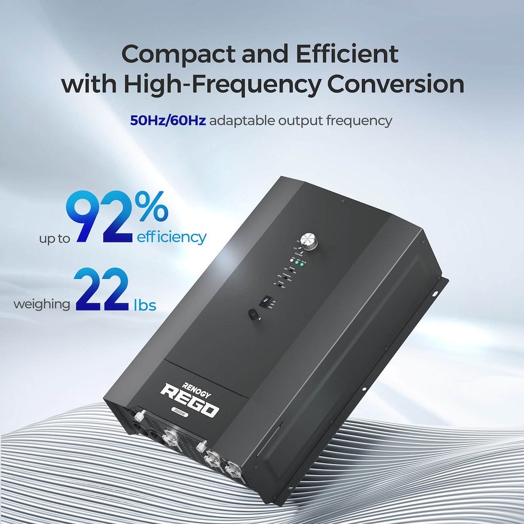 Renogy Power Inverter/ Battery Charger, Rego Series, For 12 Volt Batteries – RIV1230RCH-SPS-G2-US