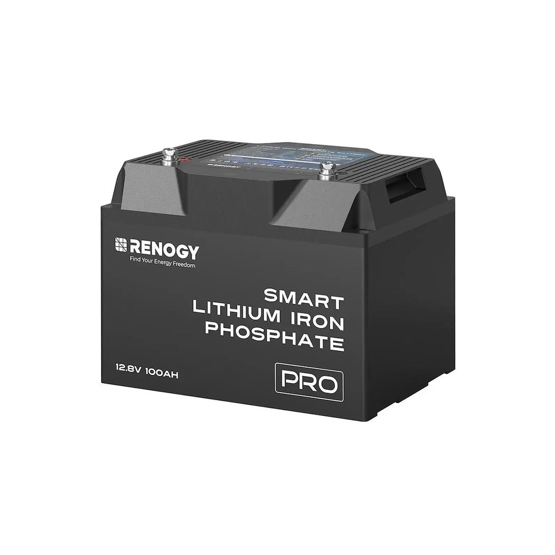 Renogy Battery, Pro Series, Group 24, 12 Volt, Top Terminals, Smart Lithium Iron Phosphate Style (LiFePO4), Deep Cycle Battery – RBT12100LFP-BT-G1-US
