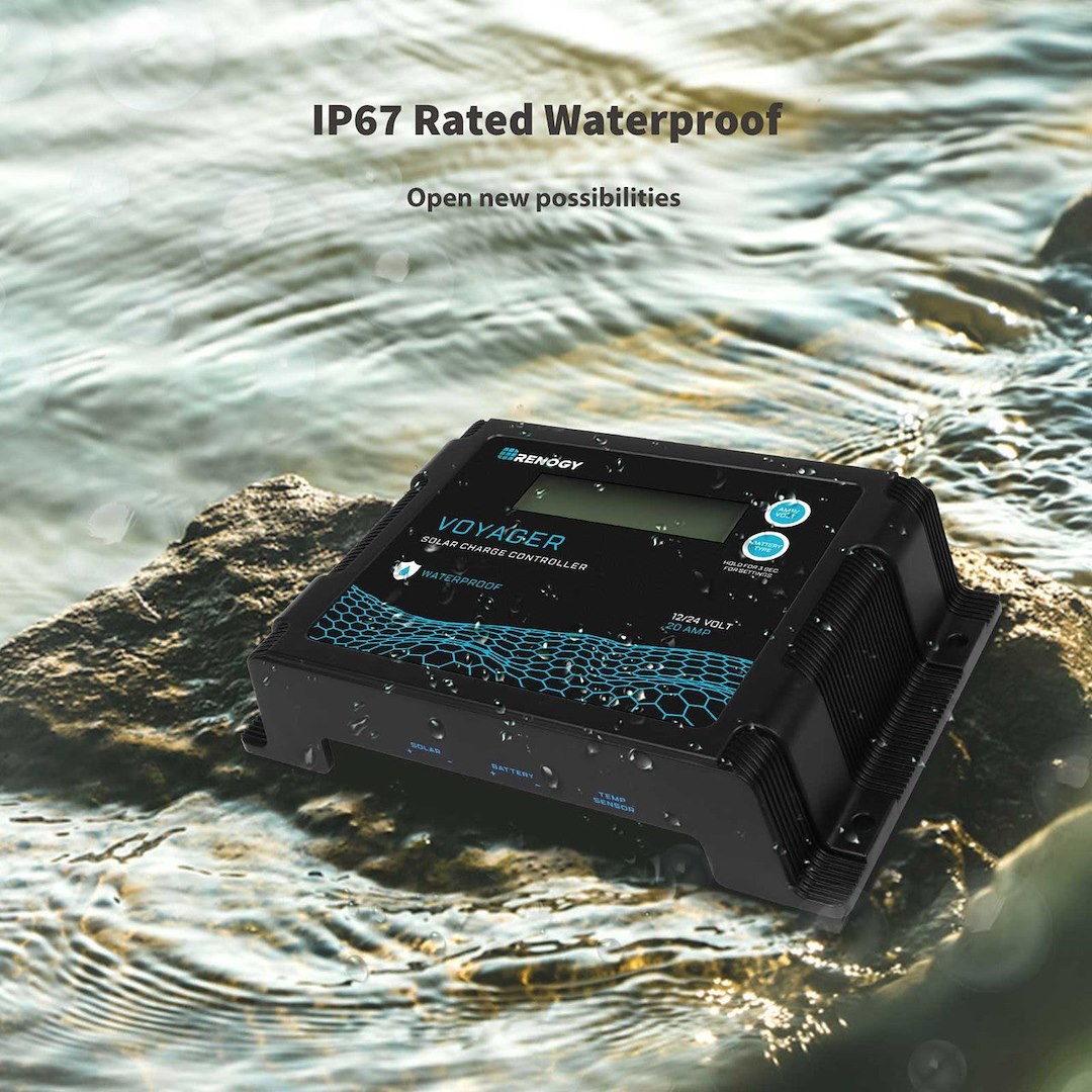 Renogy Battery Charger Controller, Voyager, Use with Sealed AGM/ Gel/ Flooded Lead-Acid/ Lithium Iron Phosphate (LifePO4) Batteries – RCC20VOYP-G1-US