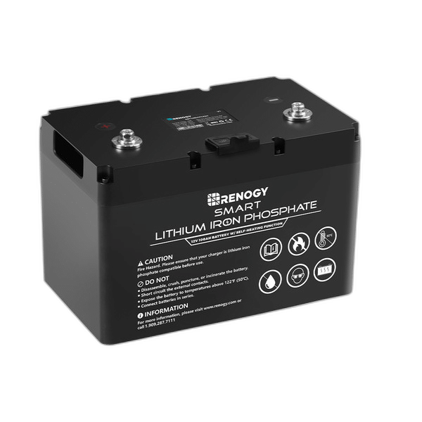 Renogy Battery, Group 27, 12 Volt, Side Terminals, Smart Lithium Iron Phosphate Style (LiFePO4), Deep Cycle Battery – RBT100LFP12SH-G2-US