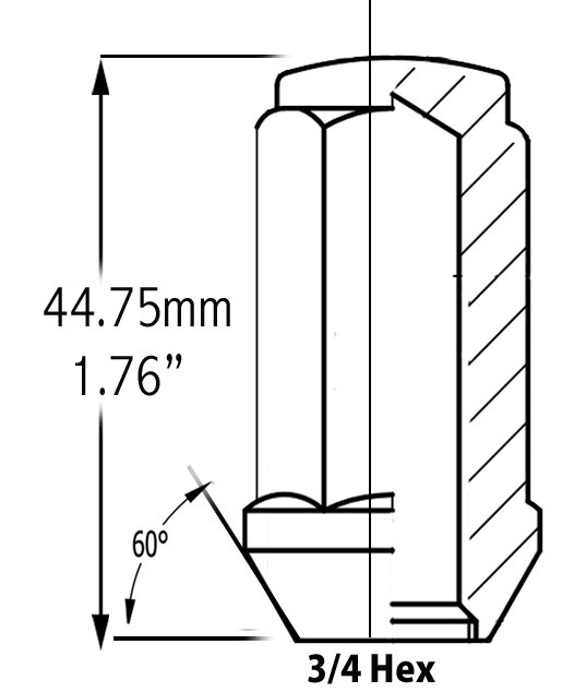 Revolution Gear & Axle Lug Nut, 9/16 Inch X 18 Thread Size, 60 Degree Conical Bulge, Acorn, 1-3/4 Inch Overall Length – 301167SBLK