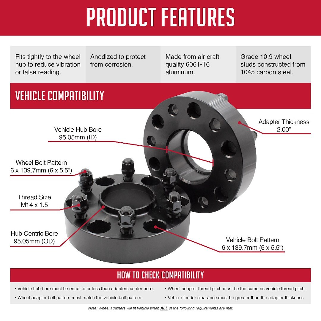 Revolution Gear & Axle Wheel Adapter, 6 X 139.7 Millimeter/ 6 X 5.50 Inch Axle Bolt Circle, Hub Centric – 6550-6550H-E95