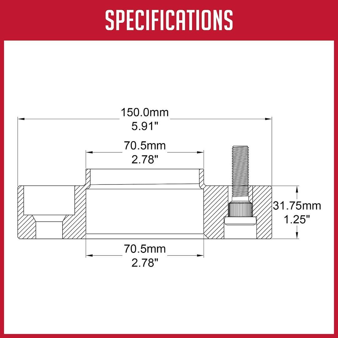 Revolution Gear & Axle Wheel Adapter, 5 X 114.3 Millimeter/ 5 X 4.50 Inch Axle Bolt Circle, Hub Centric, 1/2 Inch X 20 Thread Size Studs – 5450-5450-B