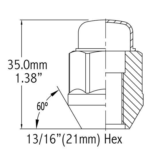 Revolution Gear & Axle Lug Nut, 12 Millimeter X 1.25 Thread Size, 60 Degree Conical Bulge, Acorn, 1.38 Inch Overall Length – 56KX44