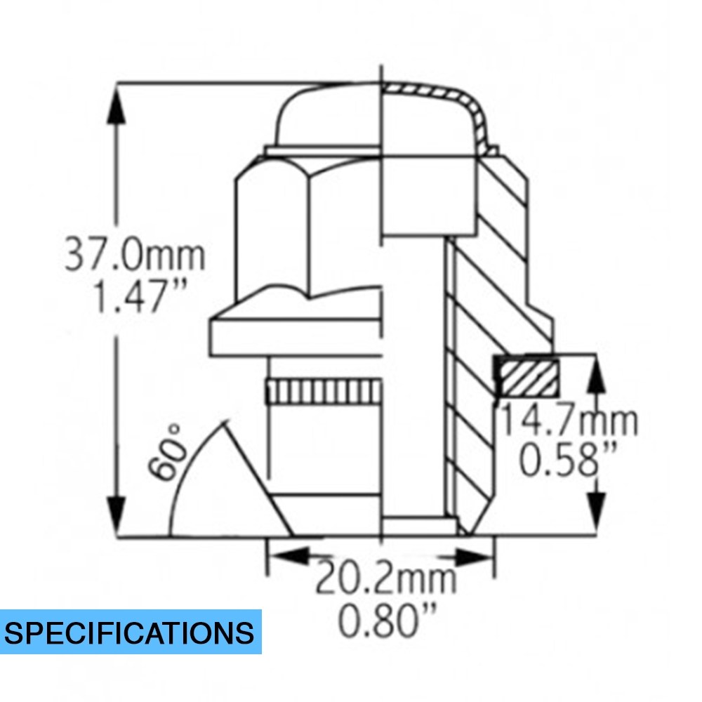Revolution Gear & Axle Lug Nut, 12 Millimeter X 1.25 Thread Size, 60 Degree Conical, Acorn, 1.47 Inch Overall Length – 581144