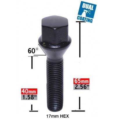 Revolution Gear & Axle Lug Bolt, 5 Lug Kit, 14 Millimeter X 1.5 Thread Size, 60 Degree Conical, Acorn, 1.58 Inch Shank Length – 84K556-40BLK