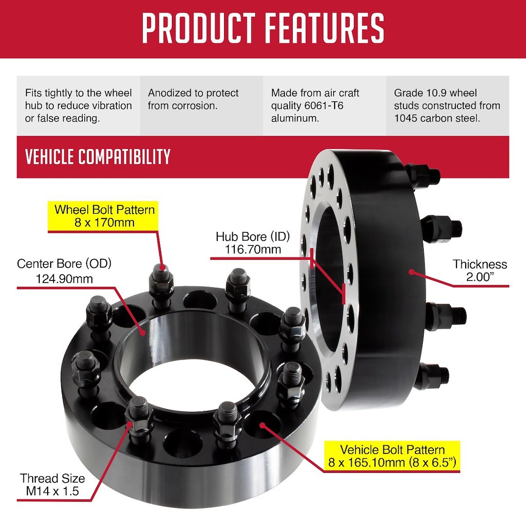 Revolution Gear & Axle Wheel Adapter, 8 X 165.1 Millimeter/ 8 X 6.50 Inch Axle Bolt Circle – 8650-8170H-E