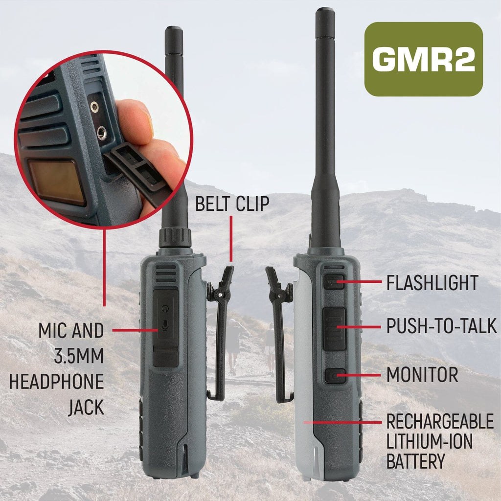 Rugged Radio Gmrs Radio, Handheld, 22 Channels, Weather Channels, Backlit Display – RUGGED-ADVENTURE-PACK