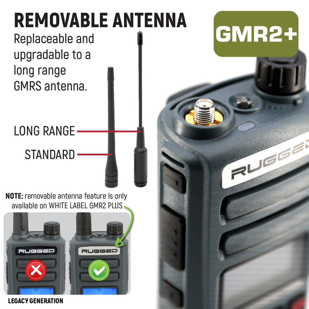 Rugged Radio Gmrs Radio, Handheld, With Antenna, With 22 Memory Channels/ 8 Repeater Channels/ 155 Privacy Codes, Pa System Portable – GMR2-PLUS