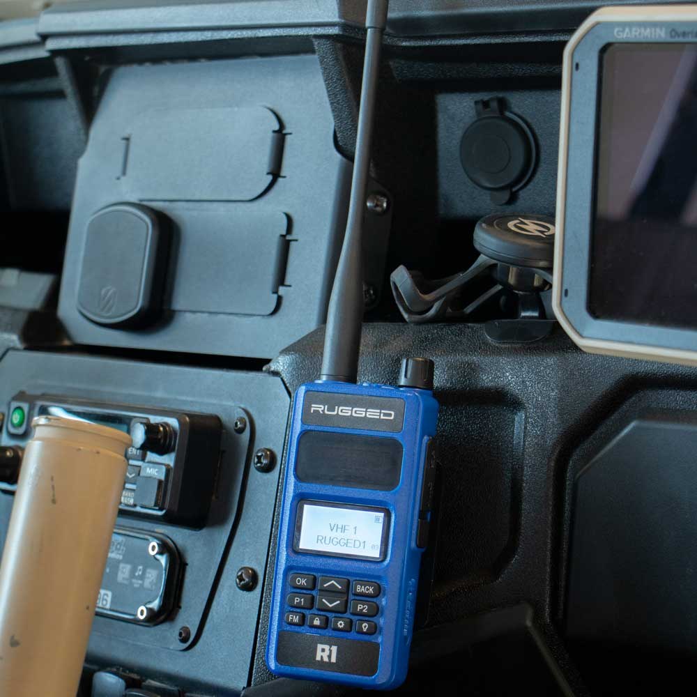 Rugged Radio Gmrs Radio Mount, For R1/ GMR2/ RDH16/ V3/ RH5R Radios, Mounts on Bar, Black, With Mounting Hardware – MT-RH