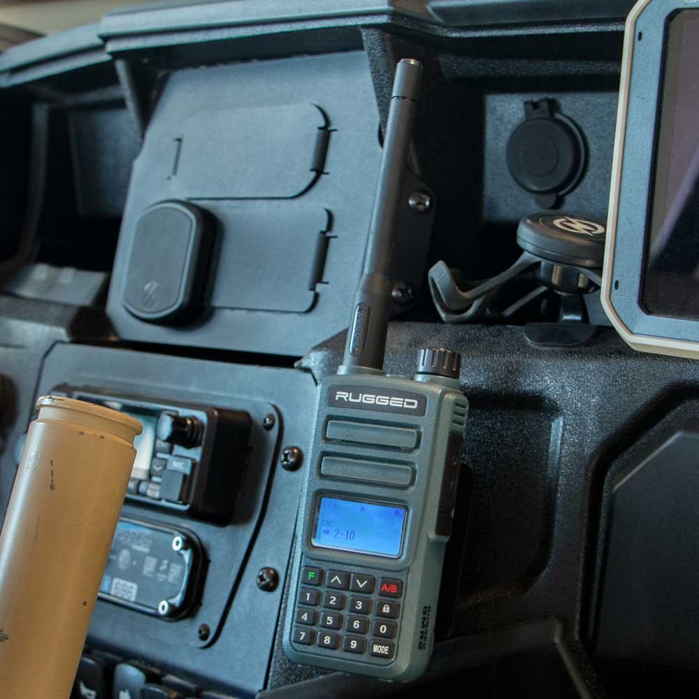 Rugged Radio Gmrs Radio Mount, For R1/ GMR2/ RDH16/ V3/ RH5R Radios, Mounts on Bar, Black, With Mounting Hardware – MT-RH