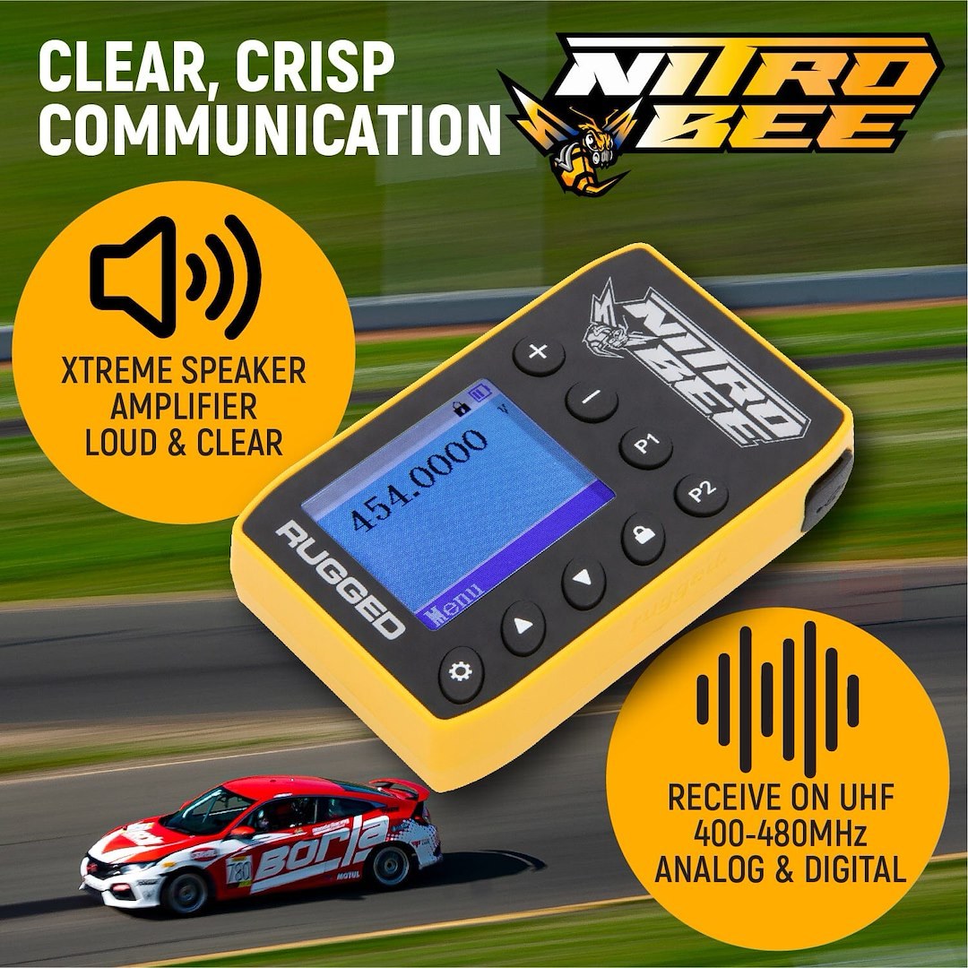 Rugged Radio UHF Radio, Nitro Bee Xtreme, Handheld, 10000 Channels, 400 to 480 Mhz, 1000 Mah Battery Capacity, 1 Watt – NITRO-BEE-X