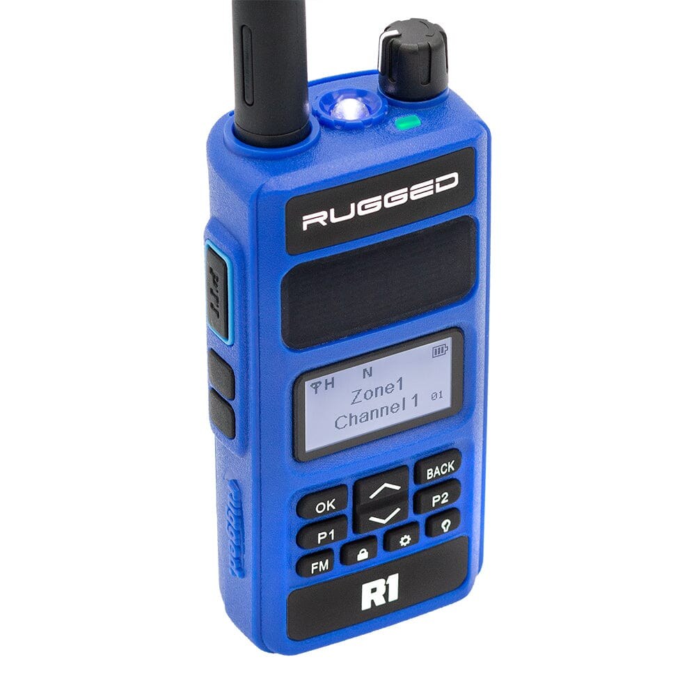 Rugged Radio Ham Radio, Handheld, 136 Mhz to 174 Mhz and 400 Mhz to 480 Mhz Frequency, 1024 Channels and 250 Zone Capacity, 7.4 Volt DC – R1