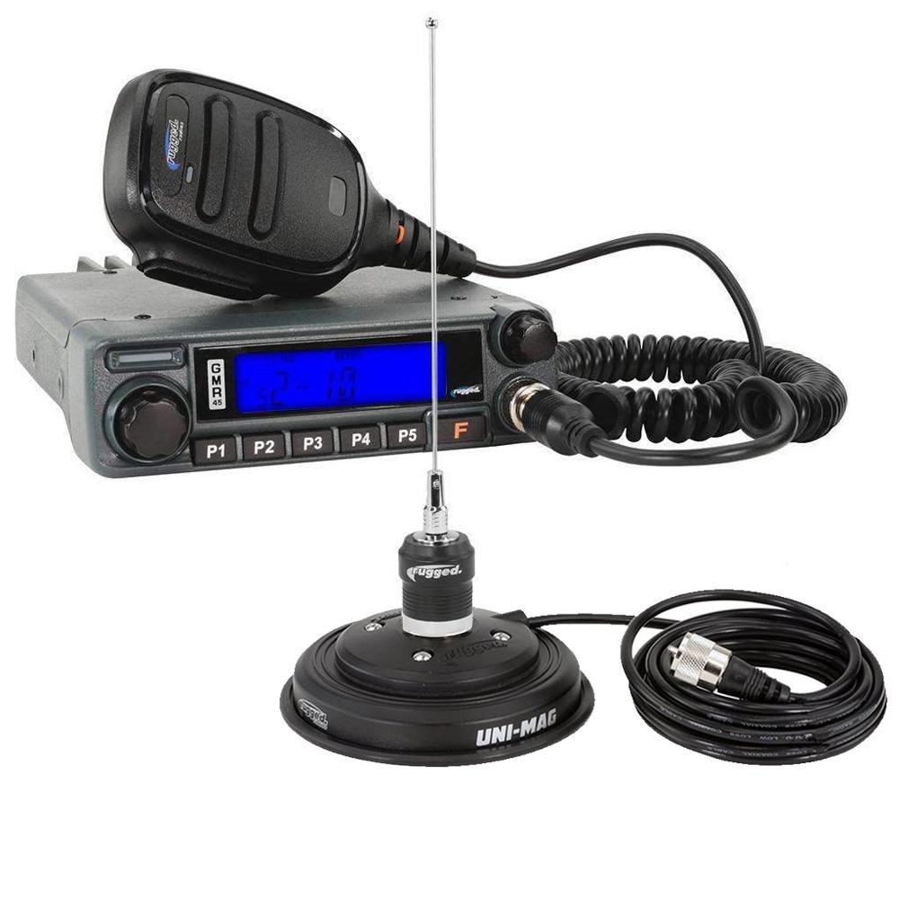 Rugged Radio Gmrs Radio, Mobile, With Point-5 1/2 Wave UHF Antenna, Pa System Portable, 1 to 7 and 15 to 22 Channels – RK-GMR45