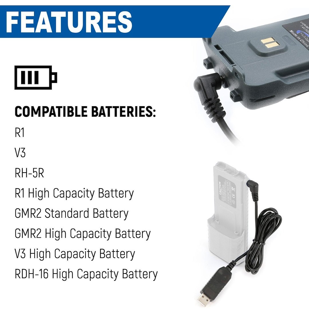 Rugged Radio Ham Radio Battery Charger, For Use with Ham/ VHF/ Gmrs Radios – USB-BAT-RH