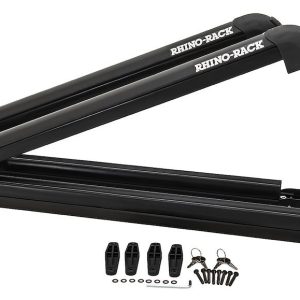 Rhino-Rack Ski Carrier – Roof Rack Kit, Carries Upto 6 Pairs of Skis or 4 Snowboards, Lockable, With 2 Ski Carriers/ 4 Keys/ Mounting Hardware – 576