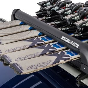 Rhino-Rack Ski Carrier – Roof Rack Kit, Carries Upto 6 Pairs of Skis or 4 Snowboards, Lockable, With 2 Ski Carriers/ 4 Keys/ Mounting Hardware – 576