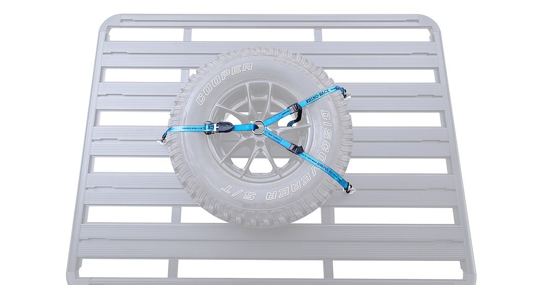 Rhino-Rack Tie Down Strap, Spare Tire Tie Down, 4.2 Foot Length, With Ratchet, 330 Pound Load Capacity – RSWS