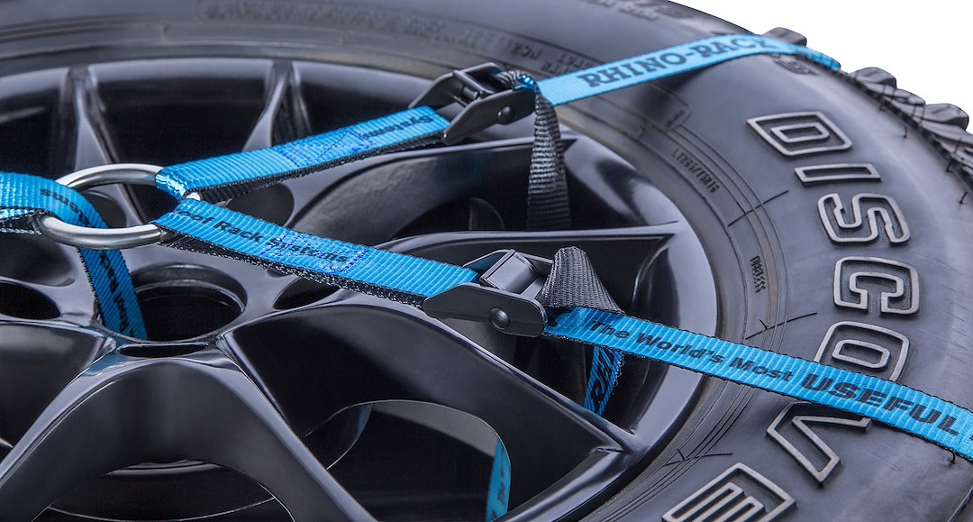 Rhino-Rack Tie Down Strap, Spare Tire Tie Down, 4.2 Foot Length, With Ratchet, 330 Pound Load Capacity – RSWS