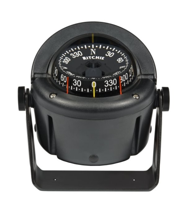 Ritchie Navi Compass, Helmsman™, Black, 12 Volt Green LED, Bracket Mount, 3-3/4 Inch Combidial, 6-1/16 Inch Overall Width – HB-741