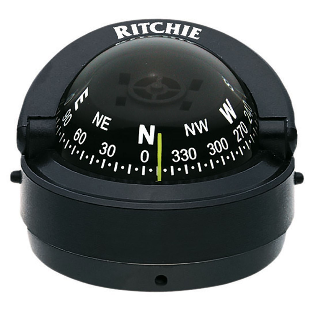 Ritchie Navi Compass, Explorer, Black, 12 Volt Green Light, Surface Mount, 2-3/4 Inch Direct Read Dial – S-53