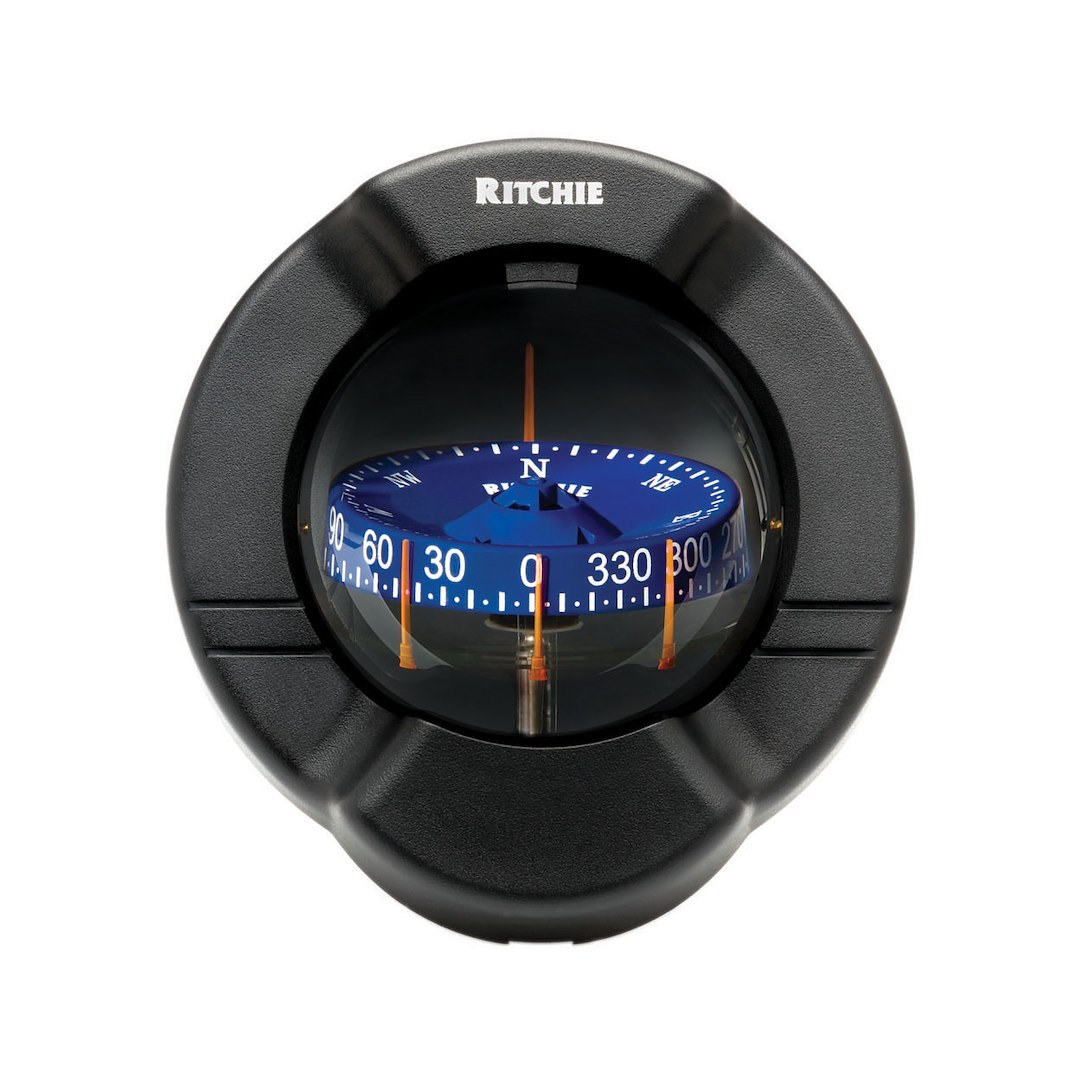 Ritchie Navi Compass, Supersport™ Venture, Black, 12/24 Volt Blue LED, Flush Mount, 3-3/4 Inch Combidial, 4-1/2 Inch Mounting Hole – SS-PR2