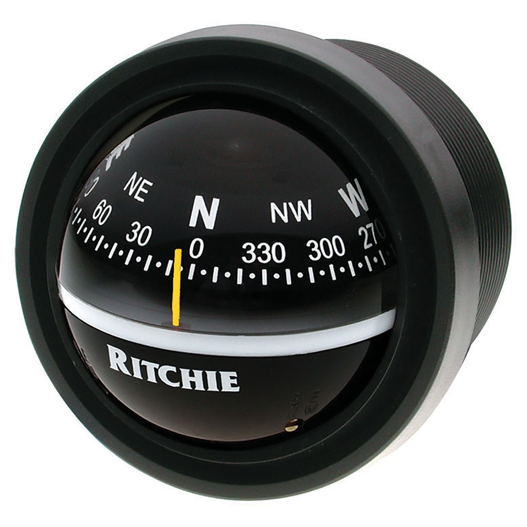 Ritchie Navi Compass, Explorer, Black, 12 Volt Light, Dash Mount, 2-3/4 Inch Direct Read Dial, Adjustable to 30 Degree Viewing Angle – V-57.2