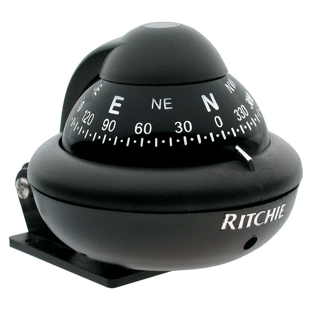 Ritchie Navi Compass, Ritchiesport®, Black, 12 Volt Green LED, Bracket Mount, 2 Inch Direct Read Dial, 2-3/16 Inch Height Overall Dimension – X-10B-M