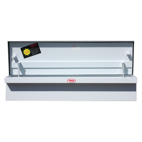 Rki Tool Box, S-Series, Side Mount, Low Profile, Wide Side, Single Lid, Powder Coated, White, Steel – 61SLPW